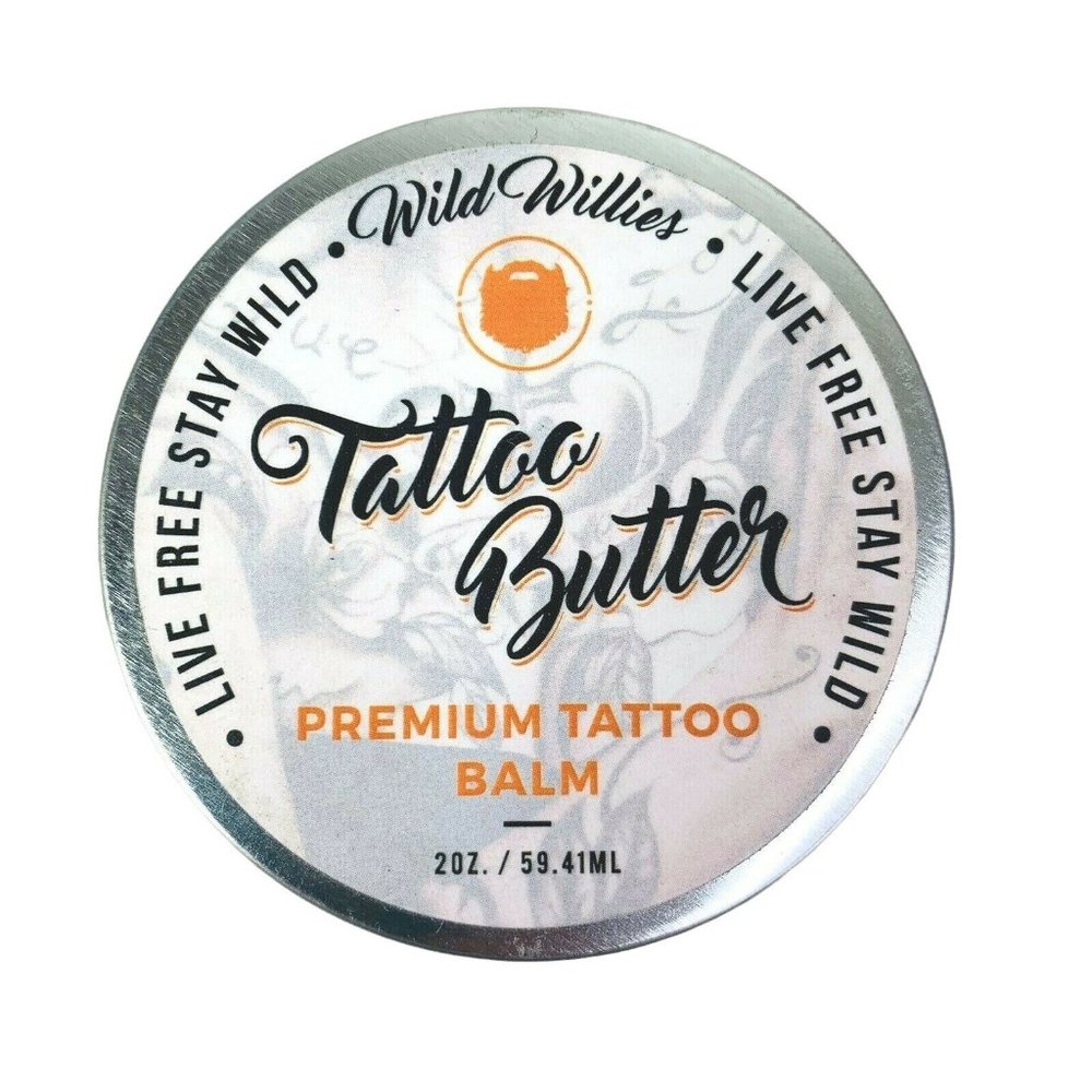 Wild Willies Tattoo Butter Premium Balm 2 oz Tin Shea Butter Beeswax Almond Oil
